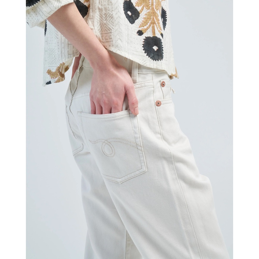 R13 Boyfriend Jean Ecru Bedford Cord Cream 25 Japanese Fabric Minimalist Luxury - Picture 2 of 16